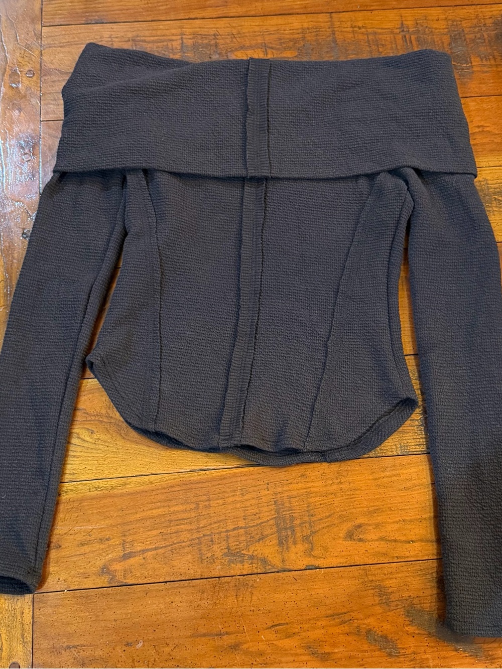 Off-Shoulder Ribbed Black Women's Sweater